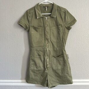 NWT Free People Army Romper shorts, green, women’s size 12.